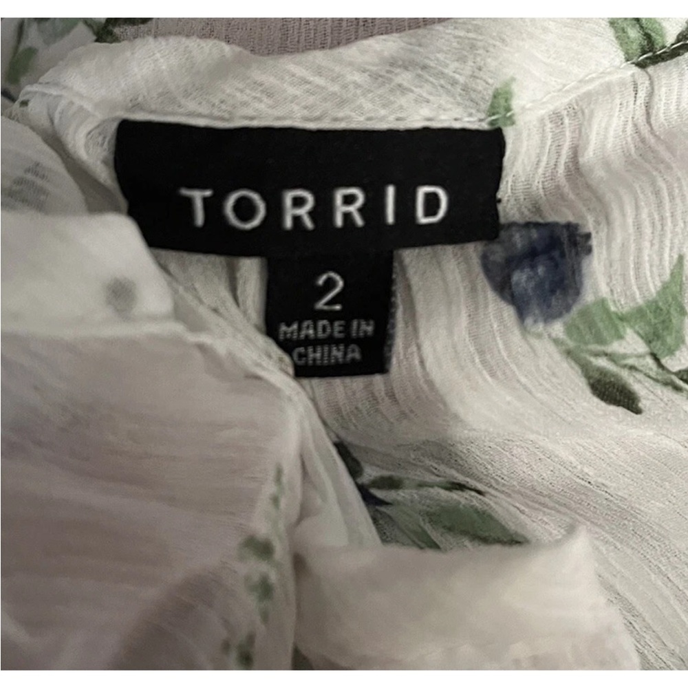 Torrid Top Sz 2 2X Blueberry Print Pintuck Chiffon Tank Sleeveless Cottagecore - Picture 5 of 9